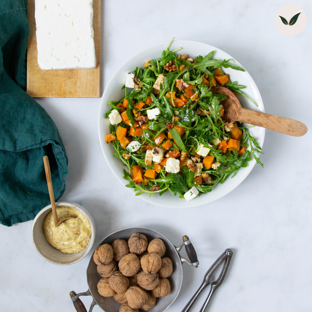 Salade de potiron aux noix et à la feta