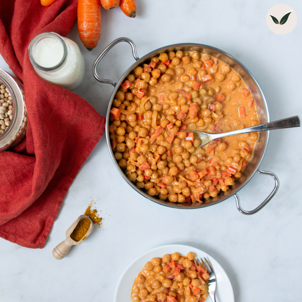 Mijoté de pois chiche aux épices et boulgour aux légumes sautés