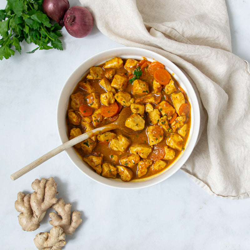 Curry de poulet à la thaï et riz aux amandes effilées