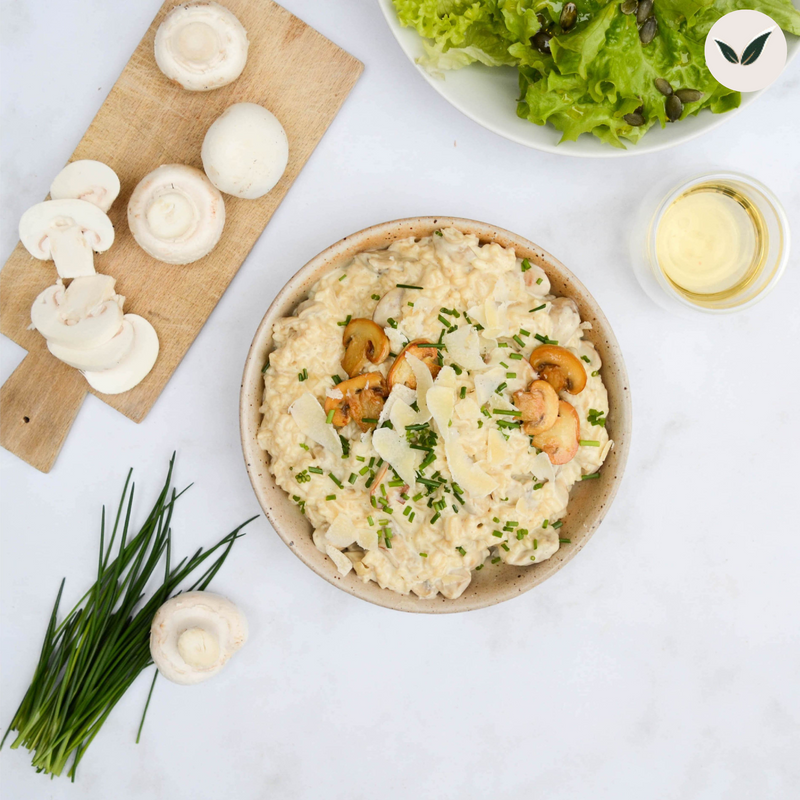 Risotto forestier et salade d'accompagnement