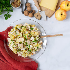 Salade de poulet au comté, aux pommes de terre et aux pommes