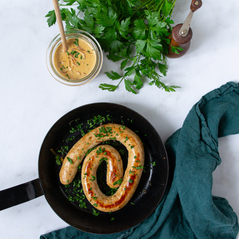 Saucisse au couteau et purée de pommes de terre