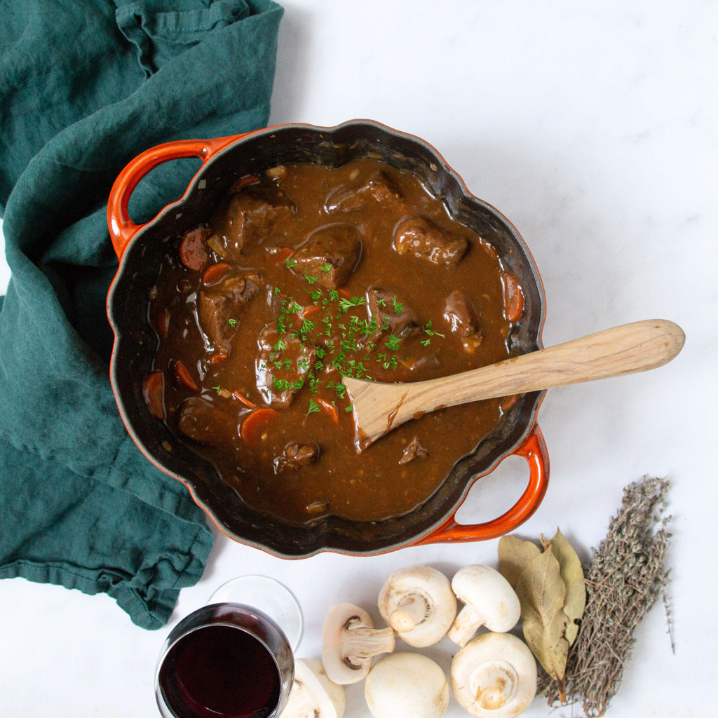 Bœuf bourguignon et tagliatelles